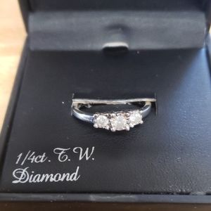 1/4 carat sterling silver diamond ring
